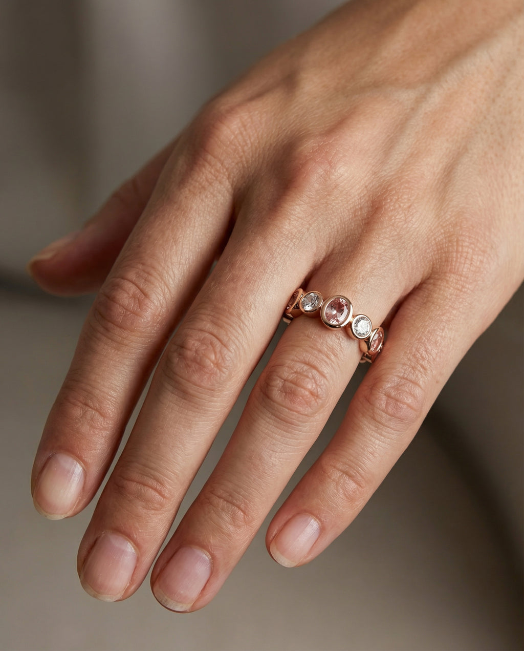Ethereal Blush Bezel Ring - Rose Gold