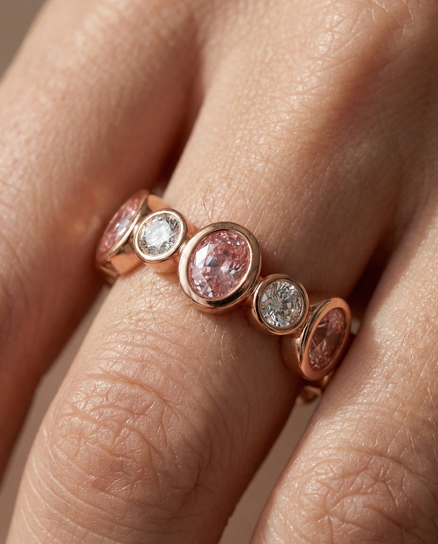 Ethereal Blush Bezel Ring - Rose Gold