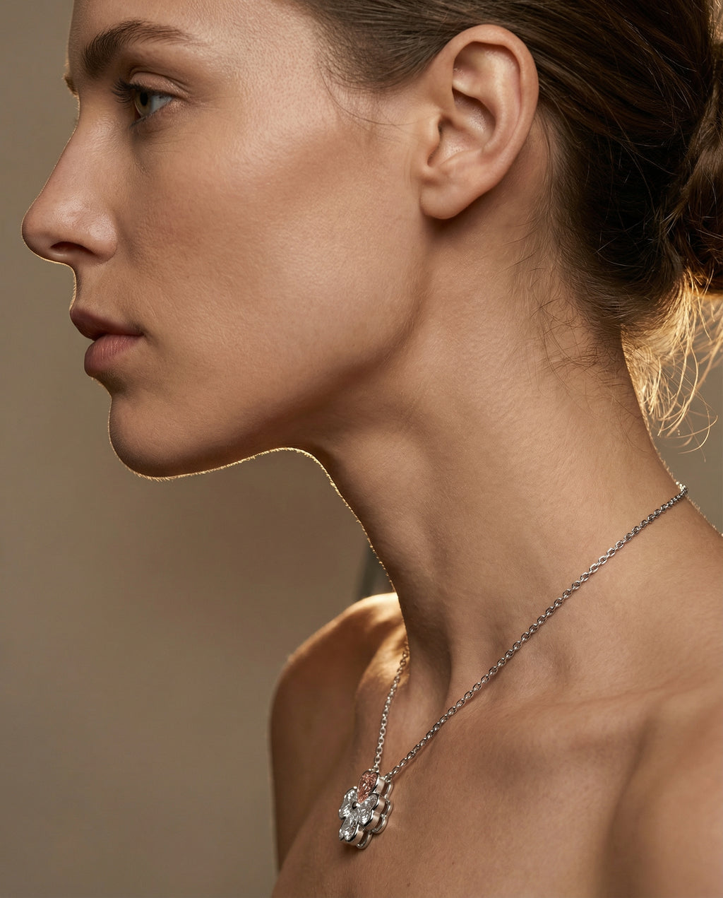 Petal & Blush Diamond Clover Pendant - White Gold