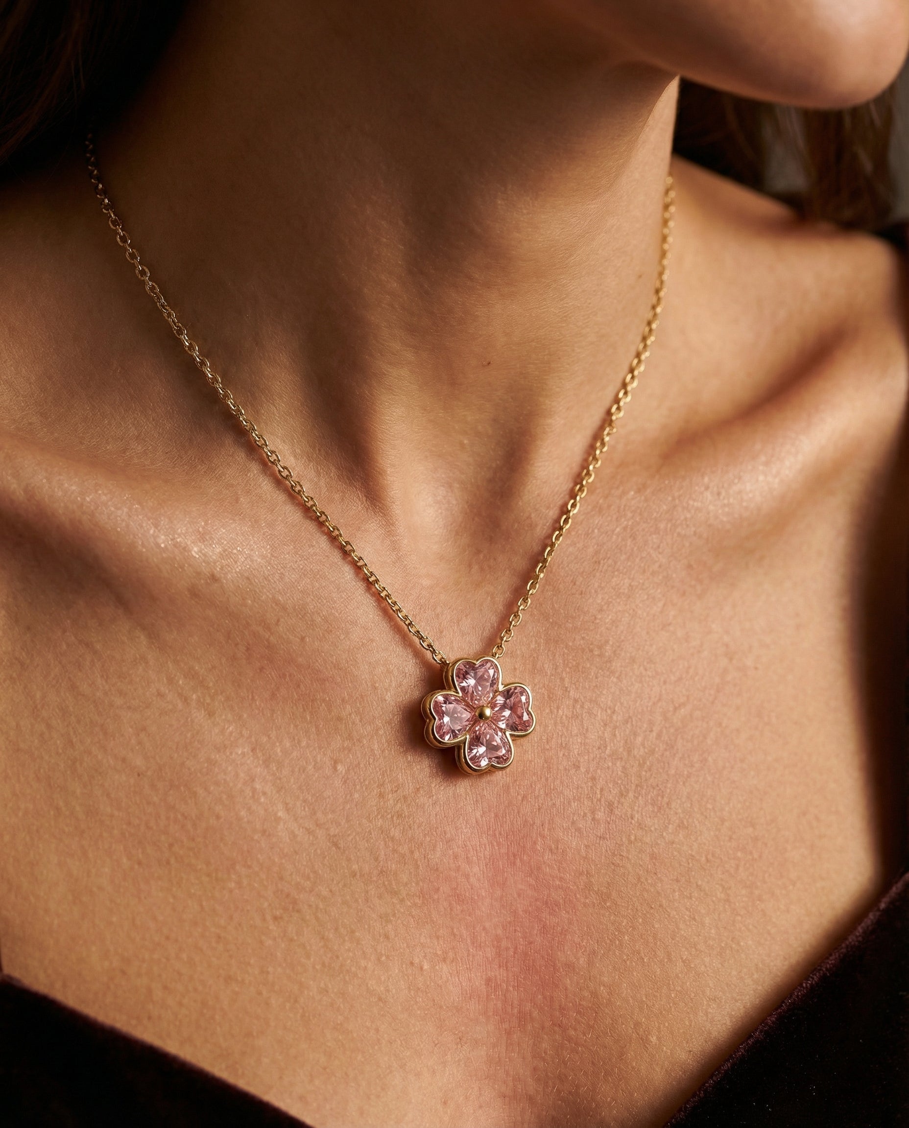 Blush Fleur Clover Pendant - Yellow Gold