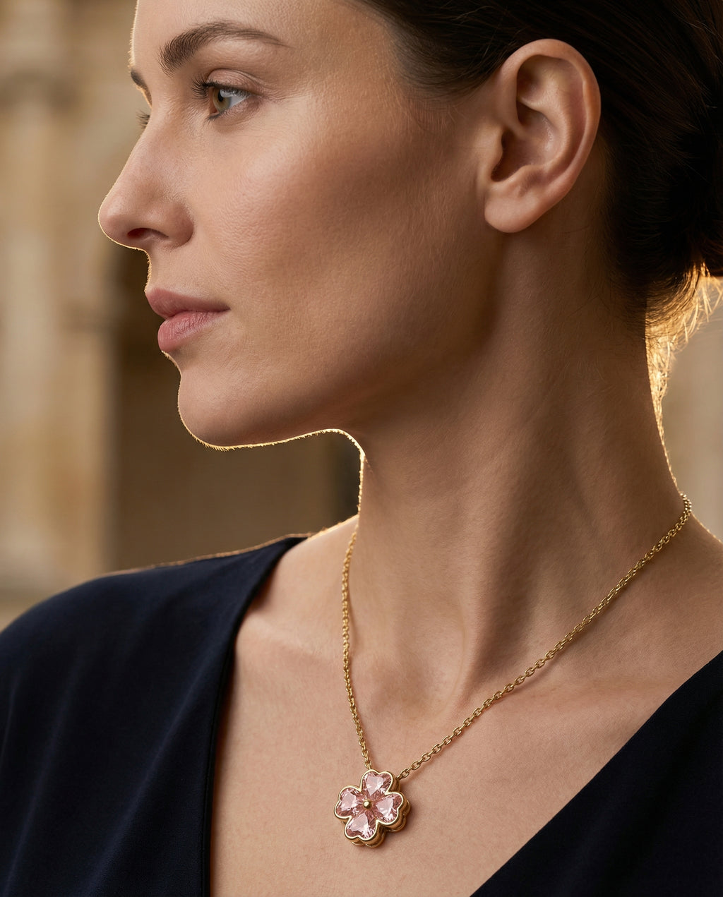 Blush Fleur Clover Pendant - Yellow Gold
