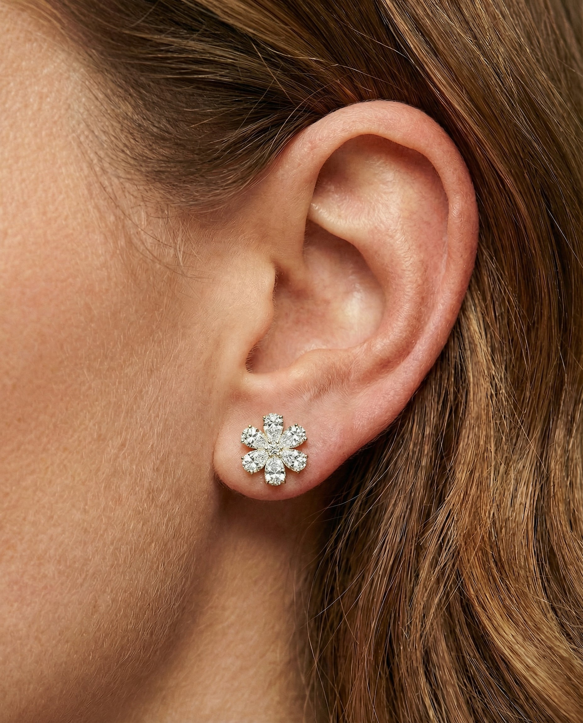 Ast Diamond Bloom Studs - Yellow Gold