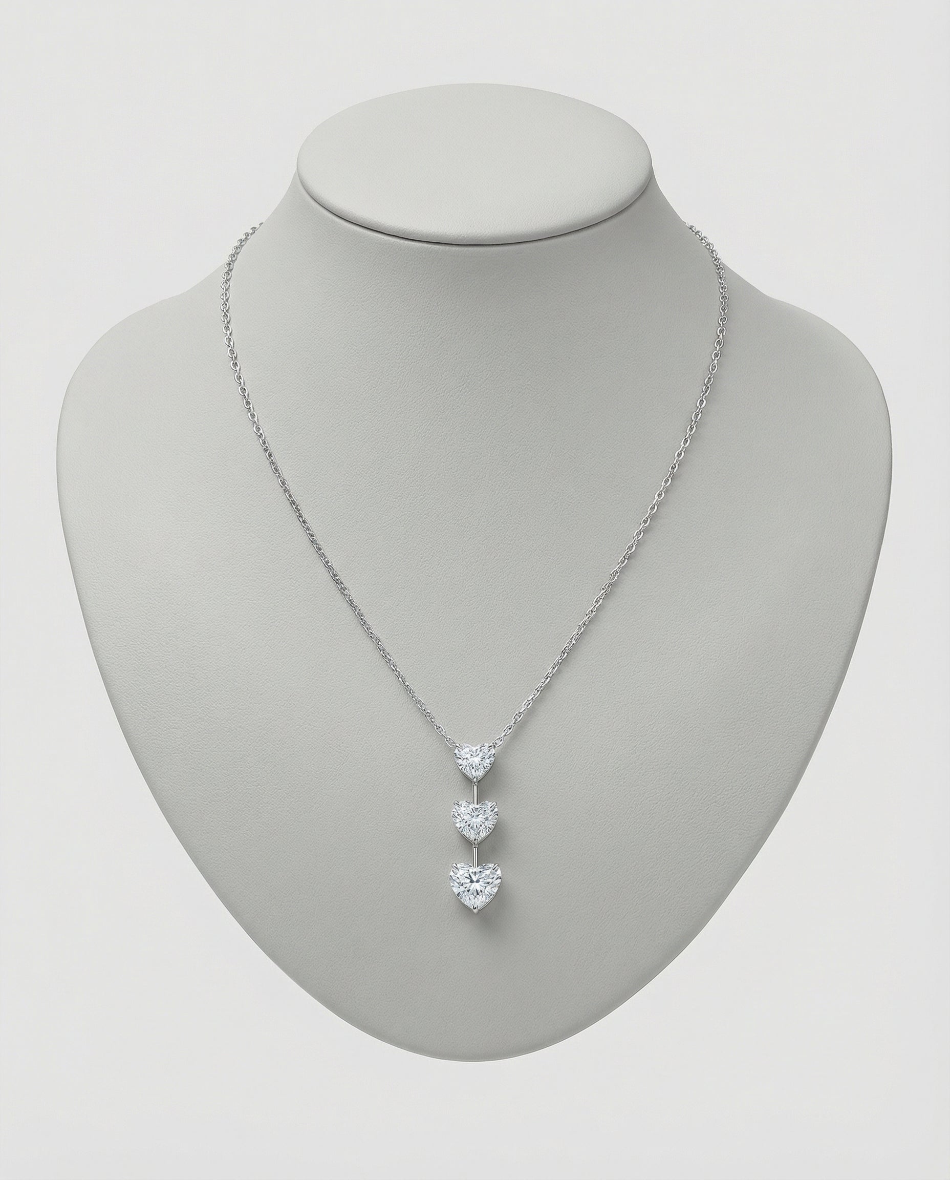 Ast Cascading Heart Pendant - White Gold