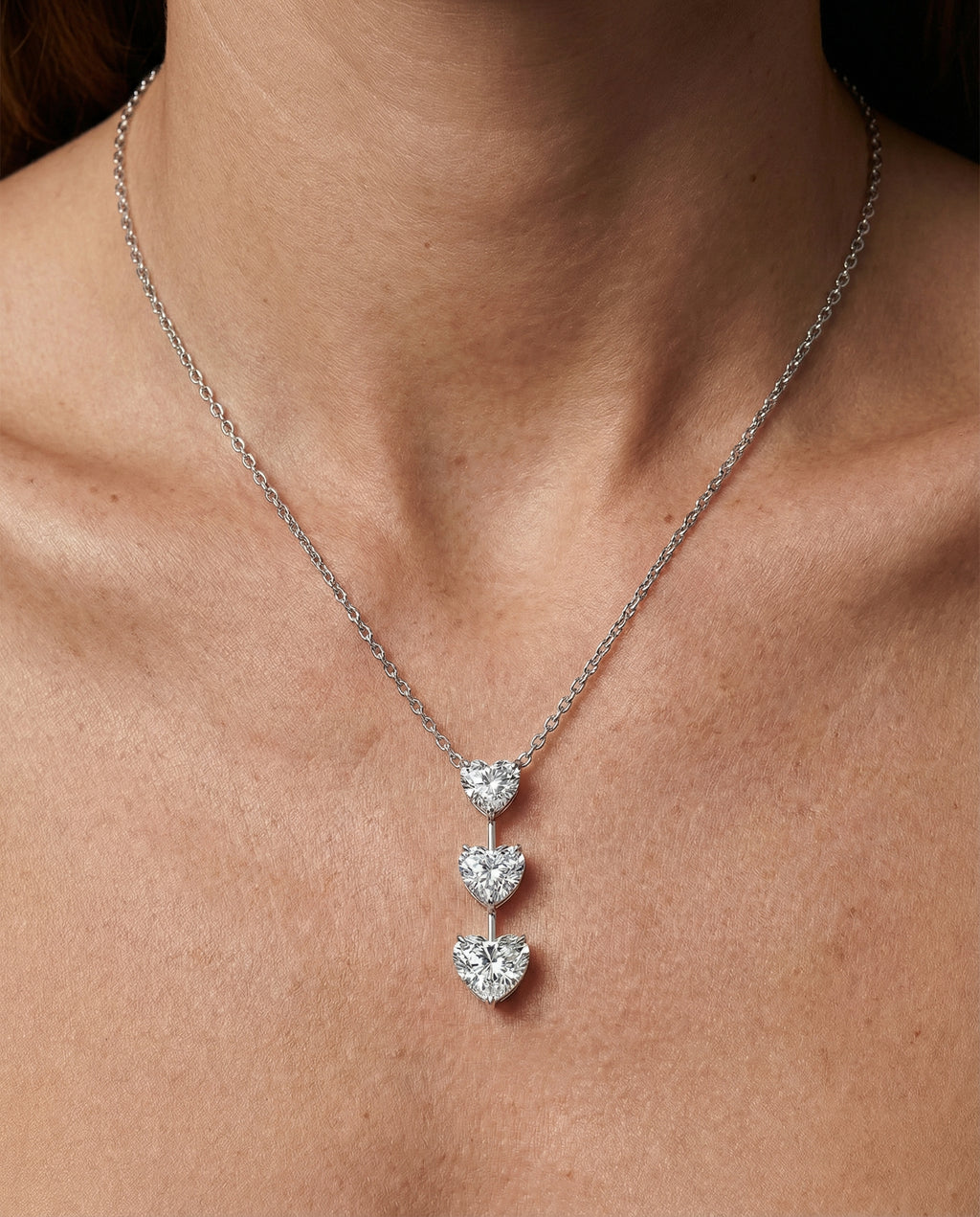 Ast Cascading Heart Pendant - White Gold