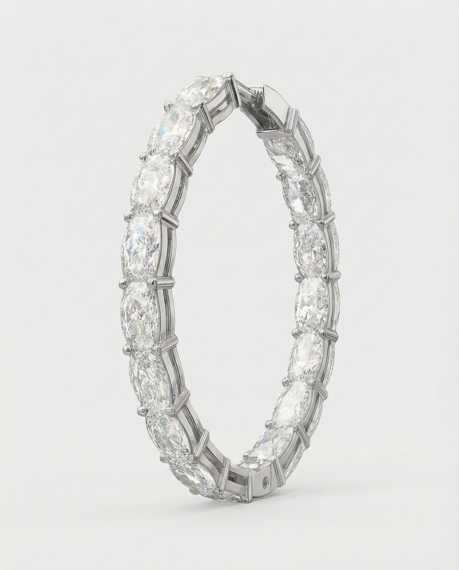 The Ast Radiance Oval Hoops - White Gold