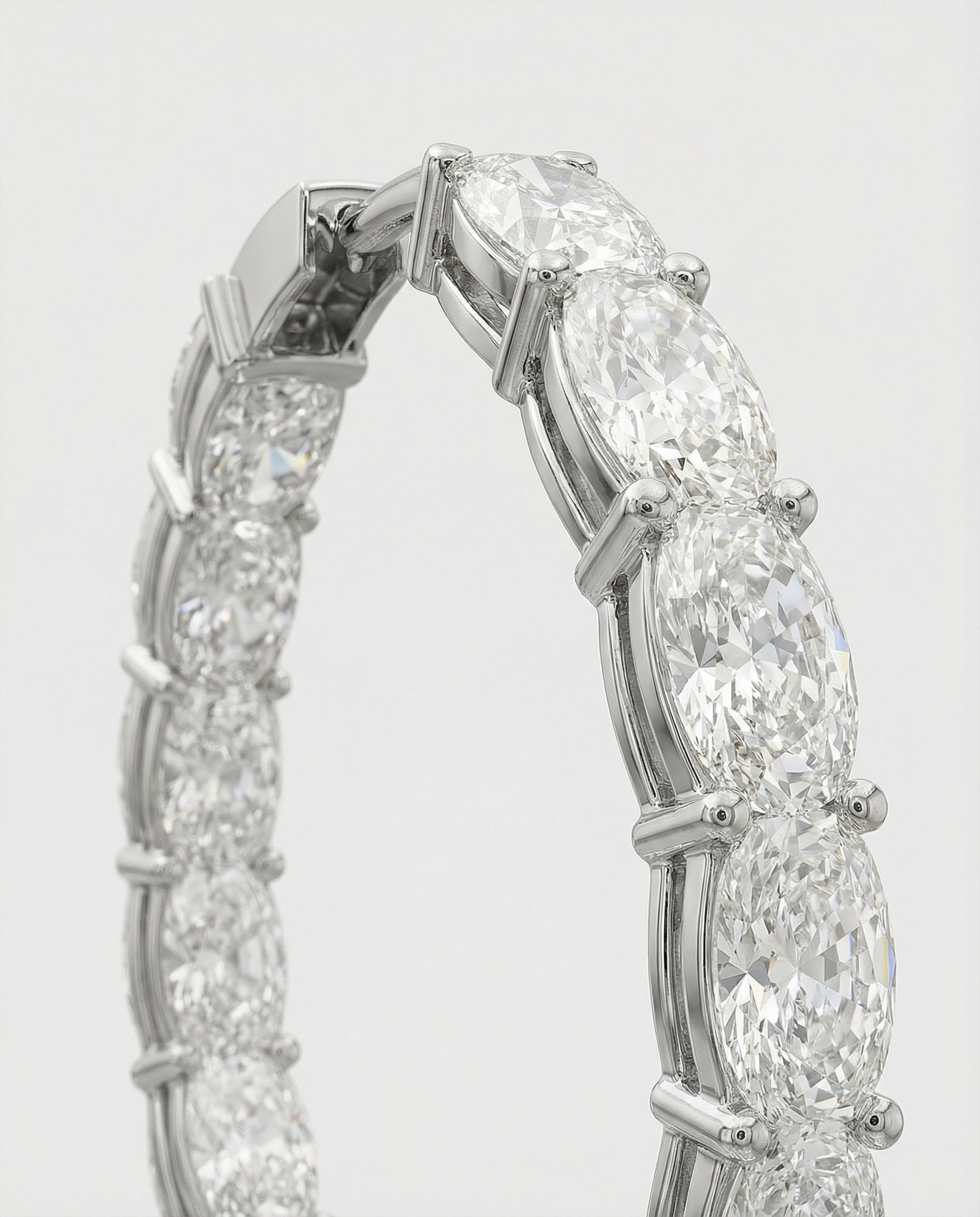 The Ast Radiance Oval Hoops - White Gold