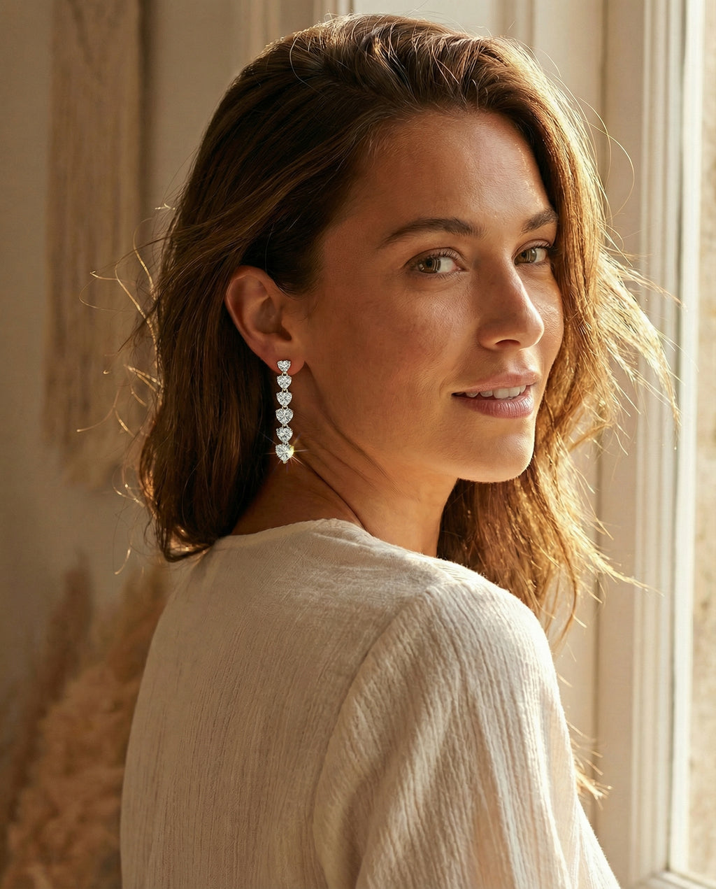Ast Heart Cascade Earrings - Yellow Gold
