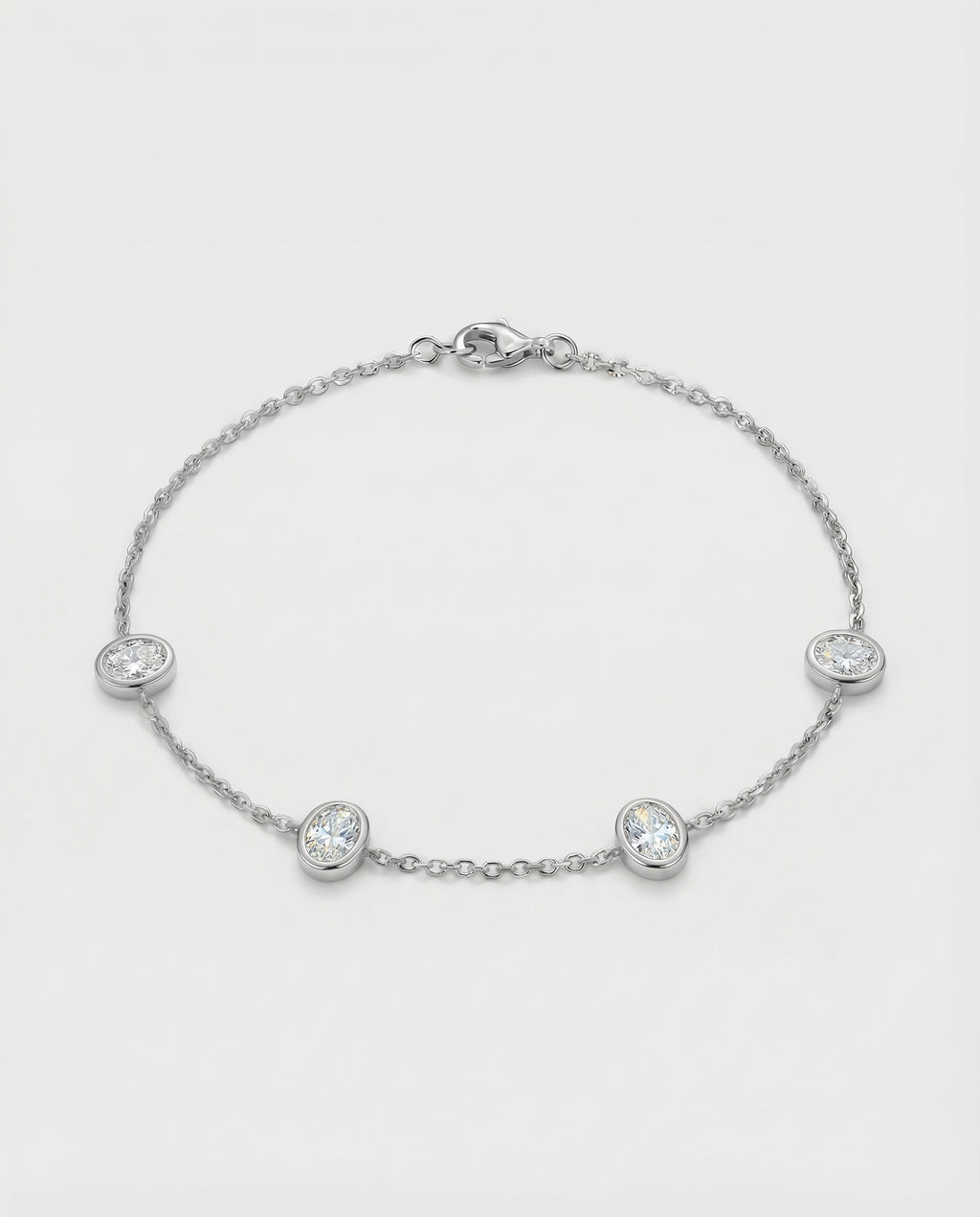 Aura Oval Station Bracelet - White Gold