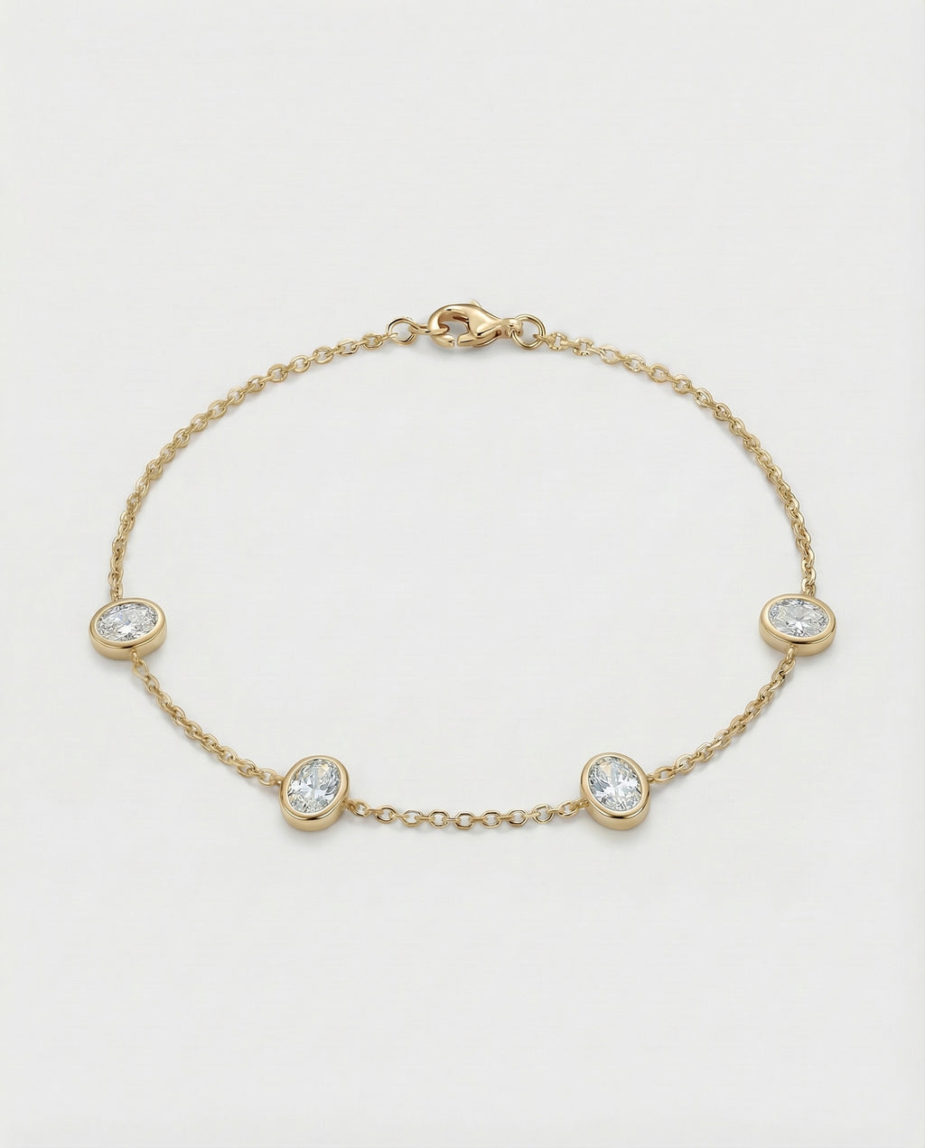 Aura Oval Station Bracelet - Yellow Gold
