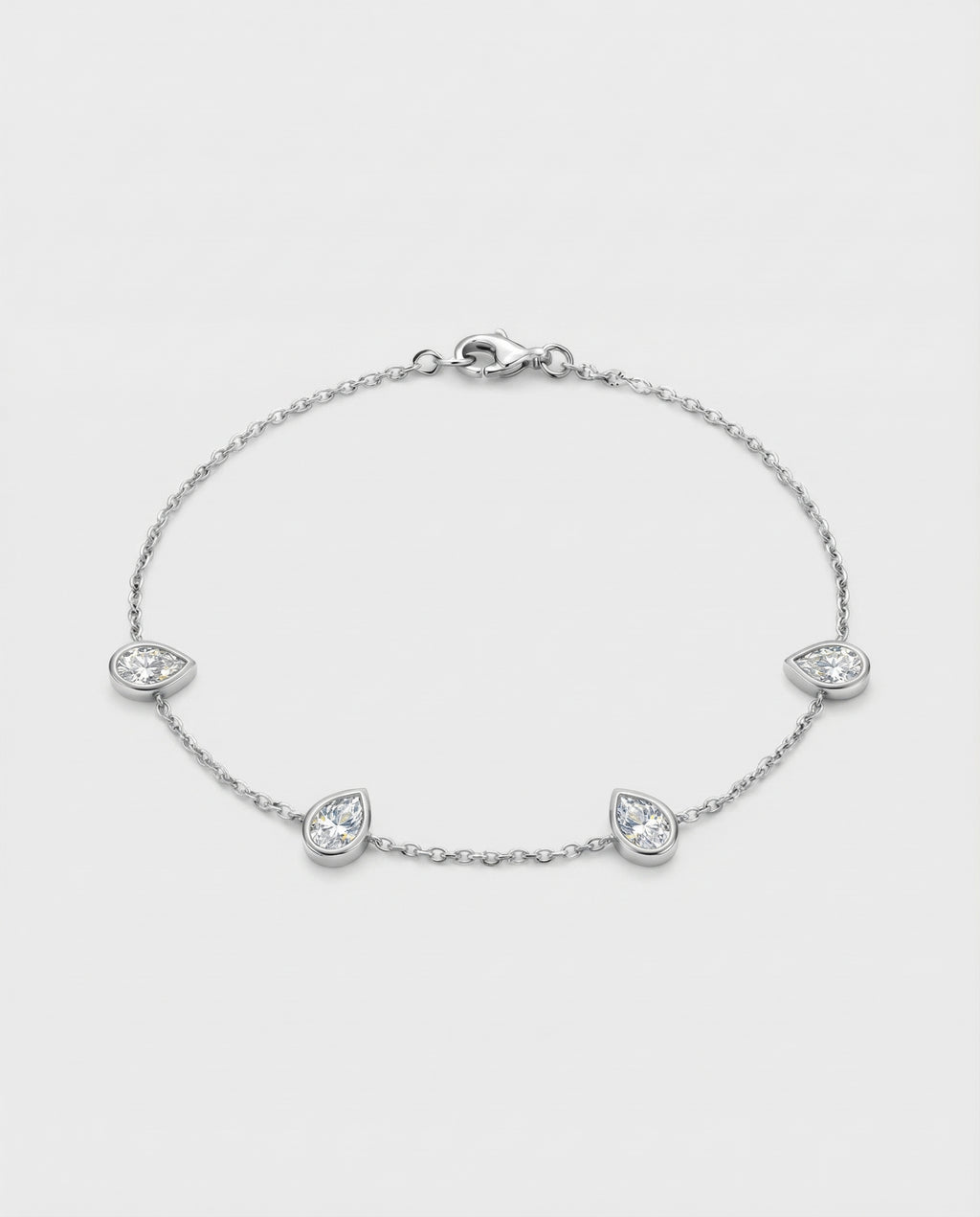 Ast Pear Bracelet - White Gold