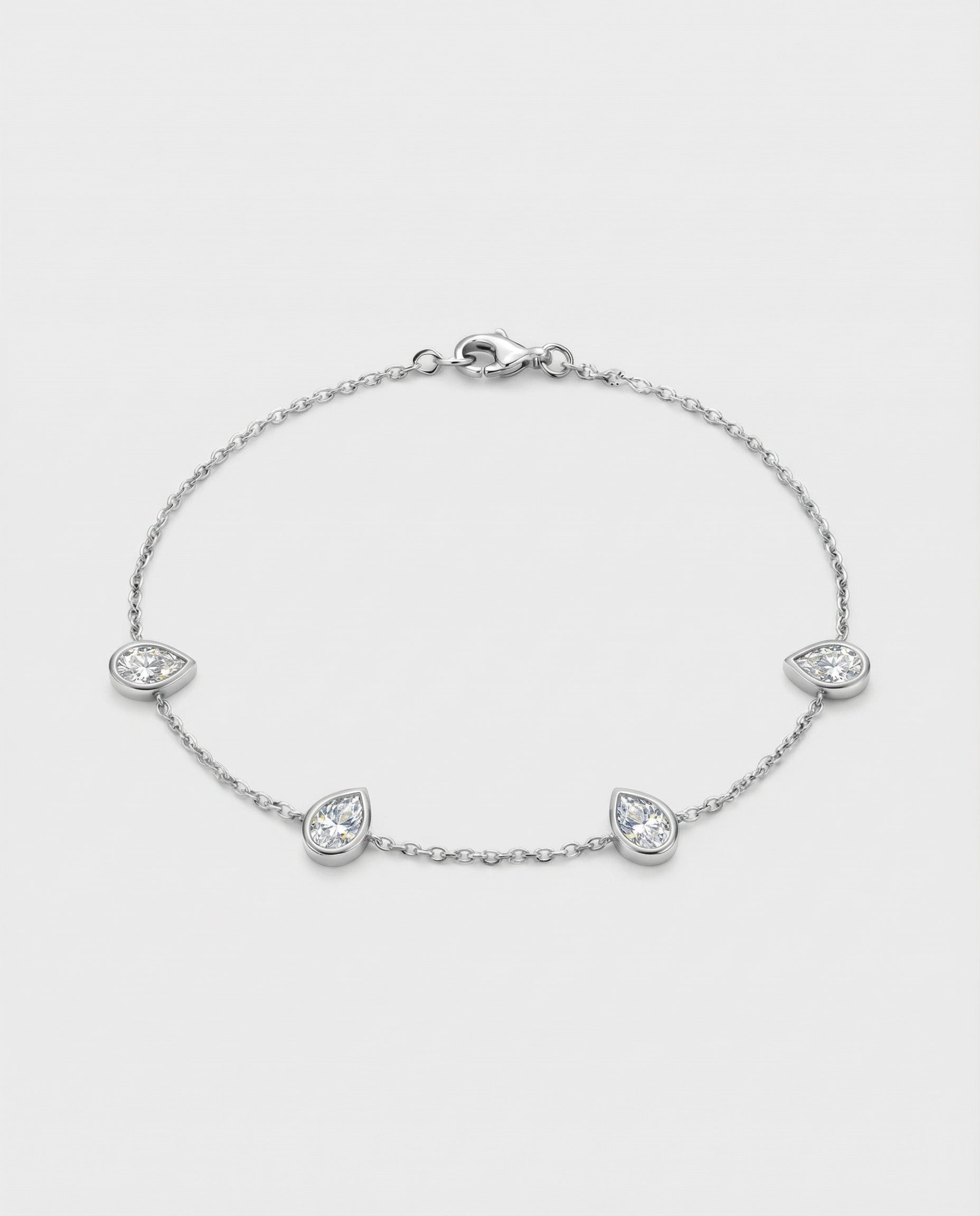 Ast Pear Bracelet - White Gold