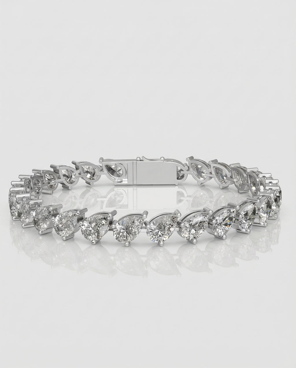 Ast Pear Tennis Bracelet - White Gold