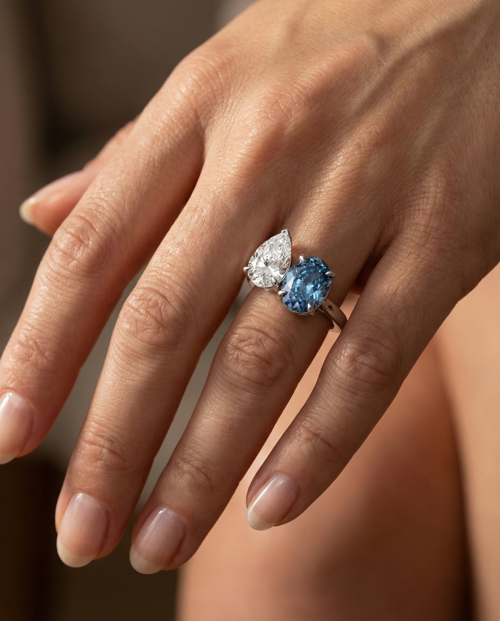 The Azure Embrace Toi & Moi Ring - 2DOT4 Diamonds - White Gold