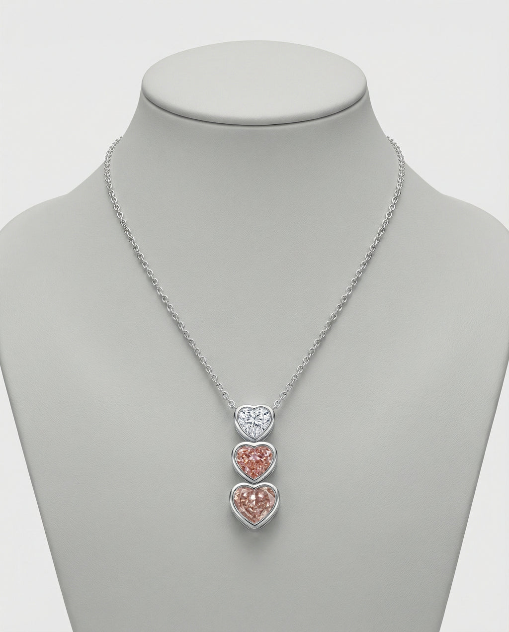 Ethereal Pink Trinity Pendant - White Gold