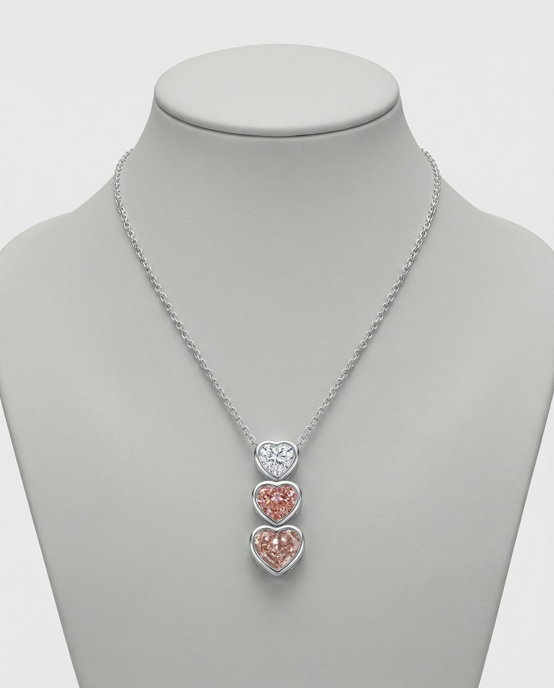 Ethereal Pink Trinity Pendant - White Gold
