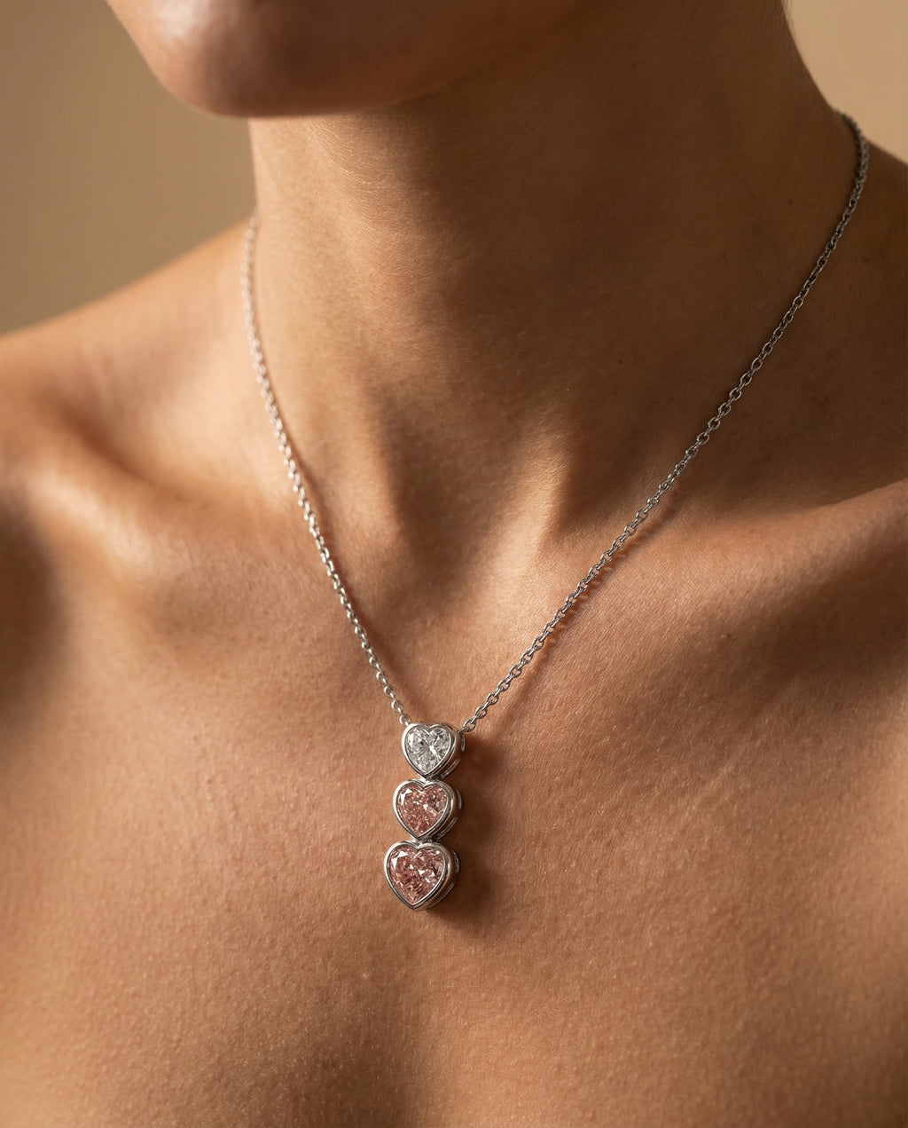 Ethereal Pink Trinity Pendant - White Gold