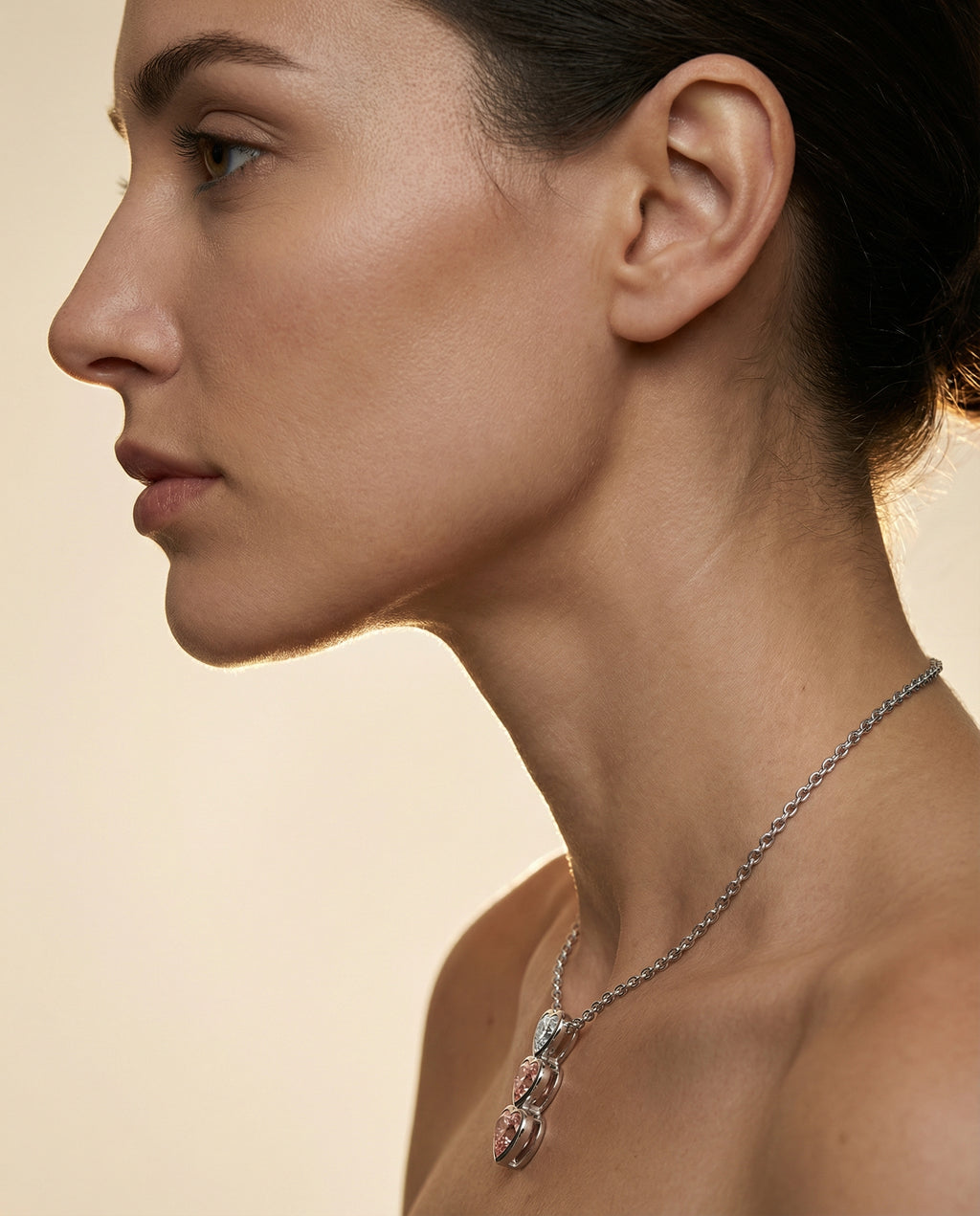 Ethereal Pink Trinity Pendant - White Gold
