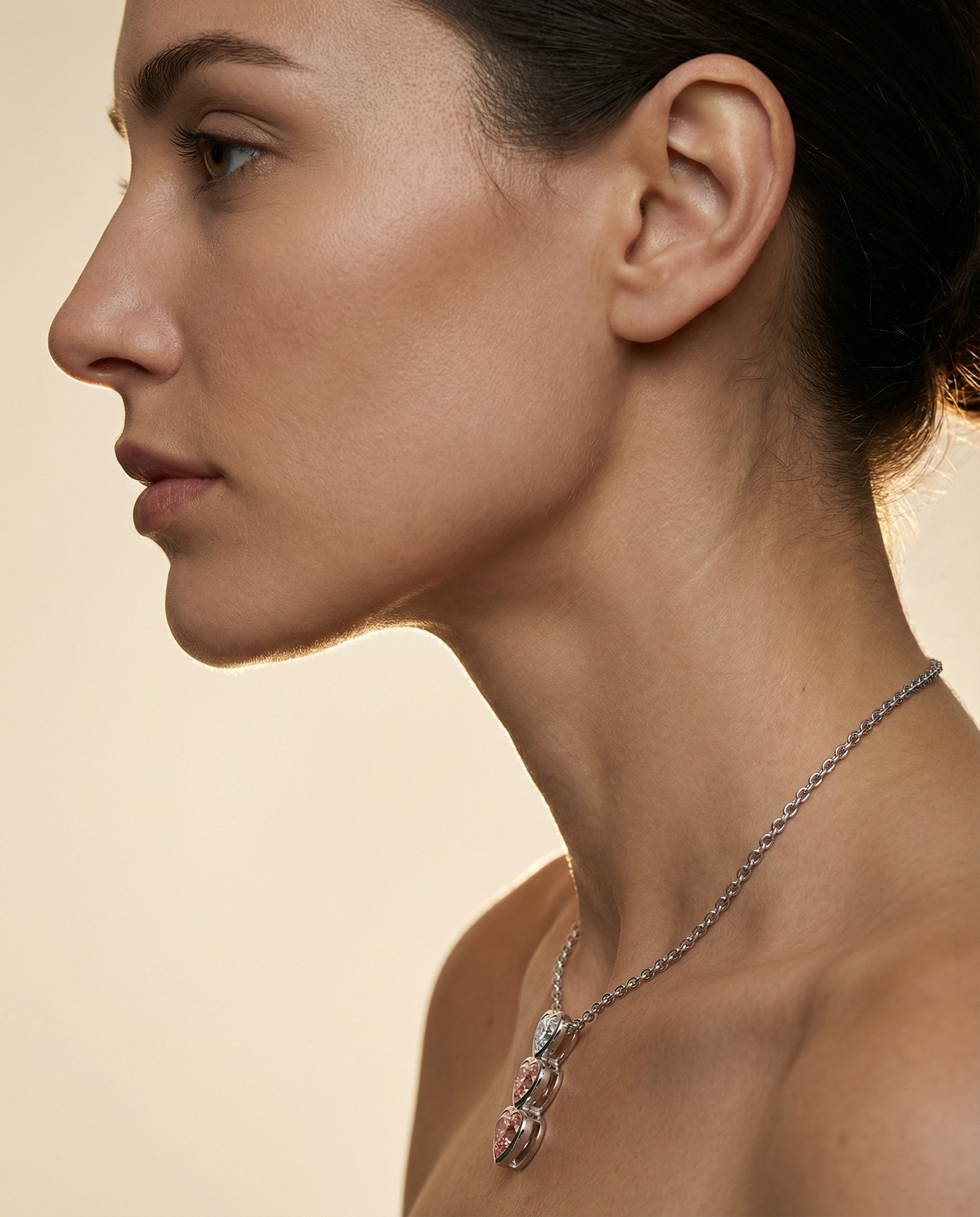 Ethereal Pink Trinity Pendant - White Gold